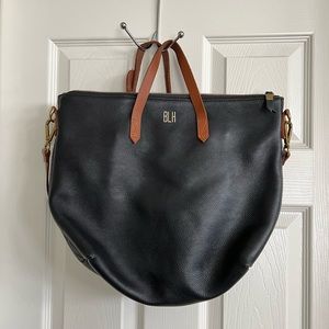 Madewell Transport Carryall in Black with Brown Straps